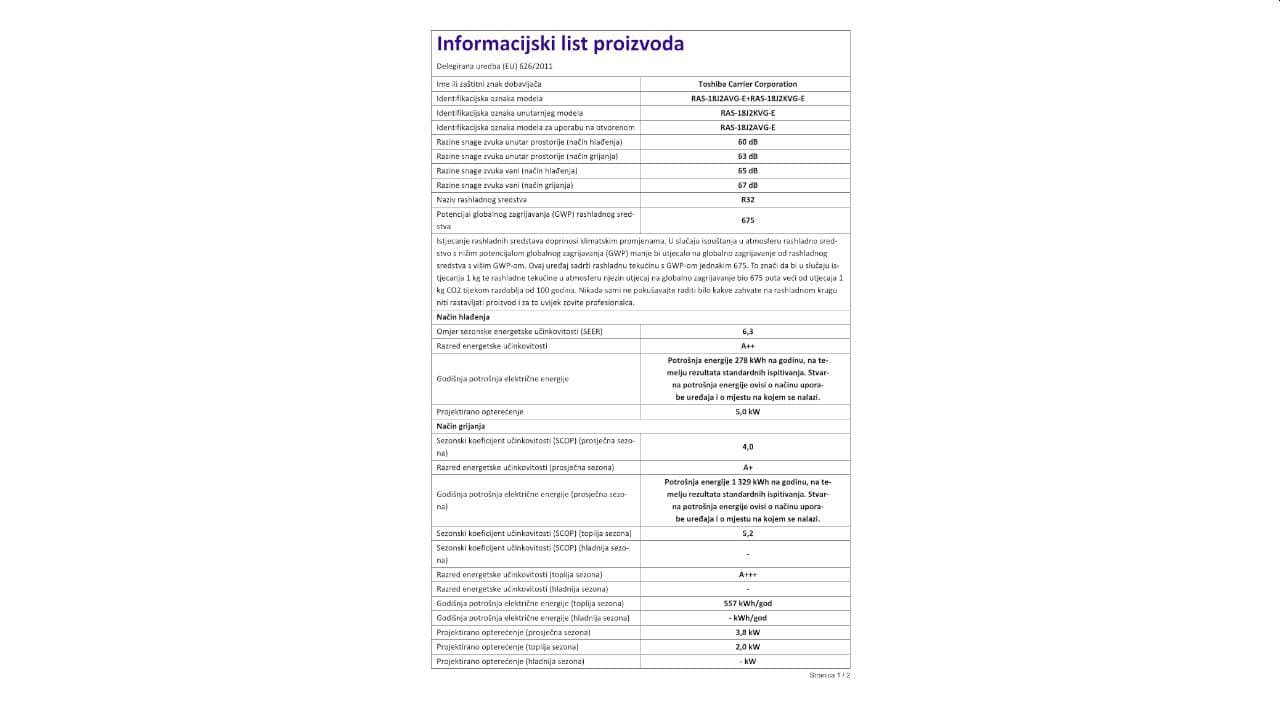 Klima Uređaj Toshiba Seiya RAS-B18E2KVG-E/RAS-18E2AVG-E