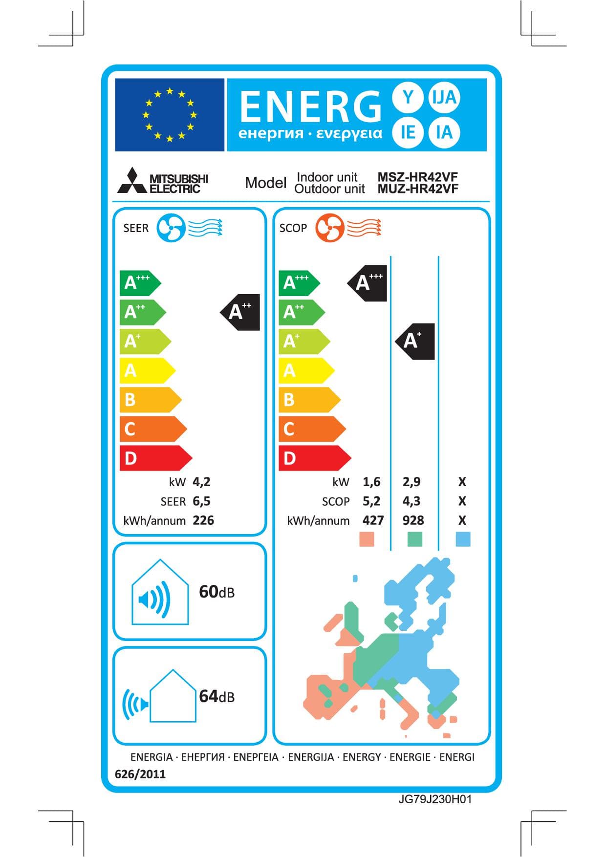 Klima Uređaj Mitsubishi Standard Eco Inverter+ MUZ-HR42VFK/MSZ-HR42VF